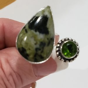 Green Forrest Jasper Emerald 925 Fashion RIng